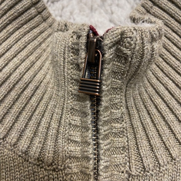 Carbon 2 Cobalt Sweater Men's Medium Sherpa Fleece Lined Full Zip Beige Gray - Picture 4 of 12